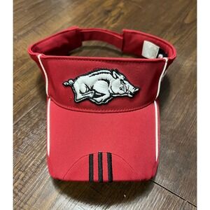 Adidas Razorbacks Visor Arkansas Hog Hat Adjustable Red White
